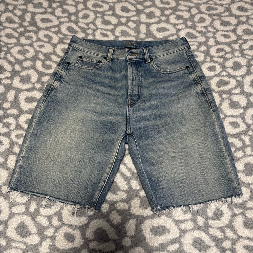 Saint Laurent Blue Denim Shorts